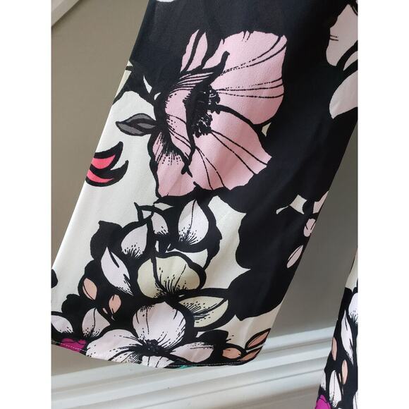 Express Shift Dress Women Size 4 Multi Floral Lined Long Sleeve Keyhole Back Zip - Picture 3 of 12